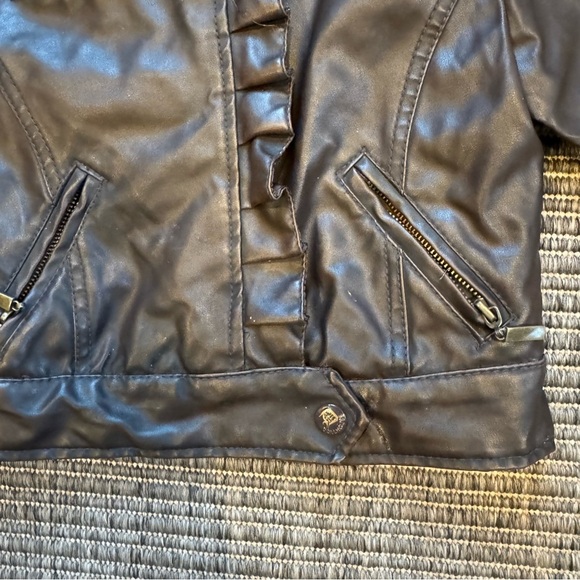 Dollhouse Black Faux Leather Jacket with Ruffles - Picture 6 of 6